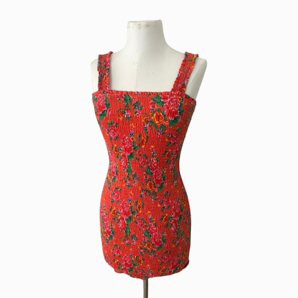 Rhode Jasmine Floral Smocked Mini Dress Floral Coquette Boho Romantic Size S